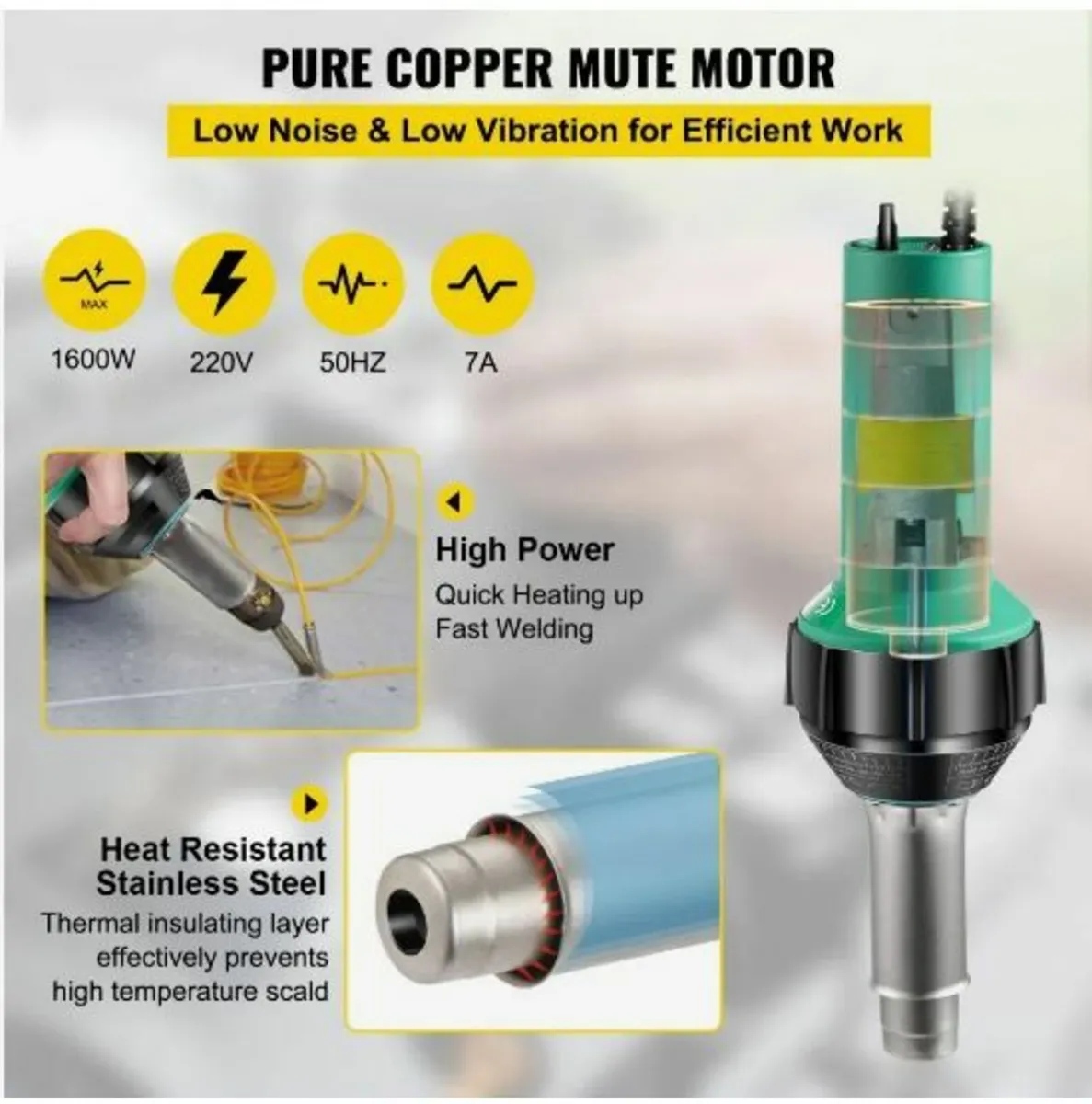 Roofing Welder, 8 Pcs PVC Welding Gun, 1600W - Image 4