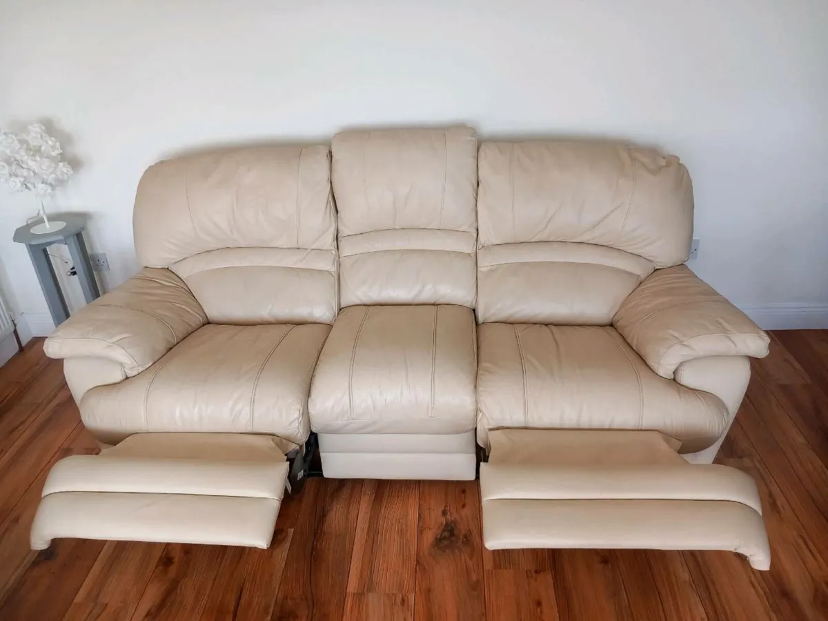 Cream Leather couch - Image 1