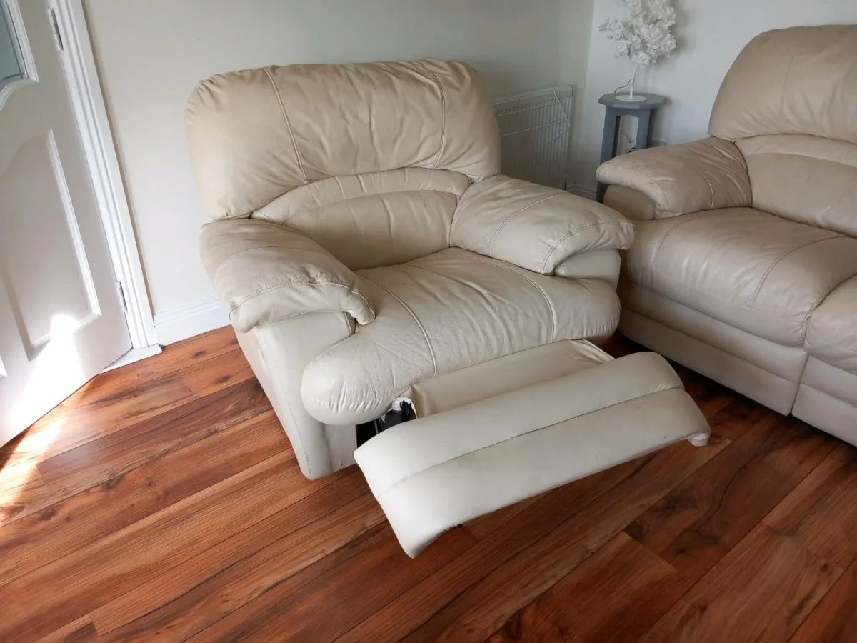 Cream Leather couch - Image 2