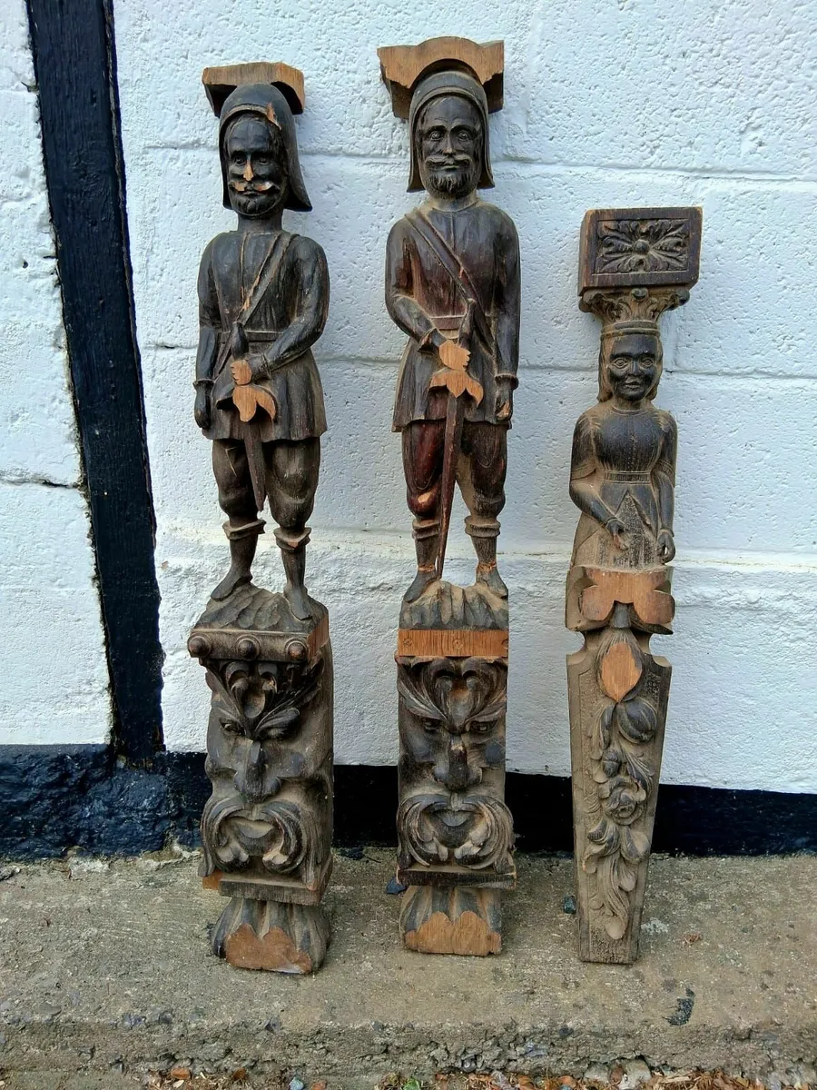Old Carved Mahogany Statues