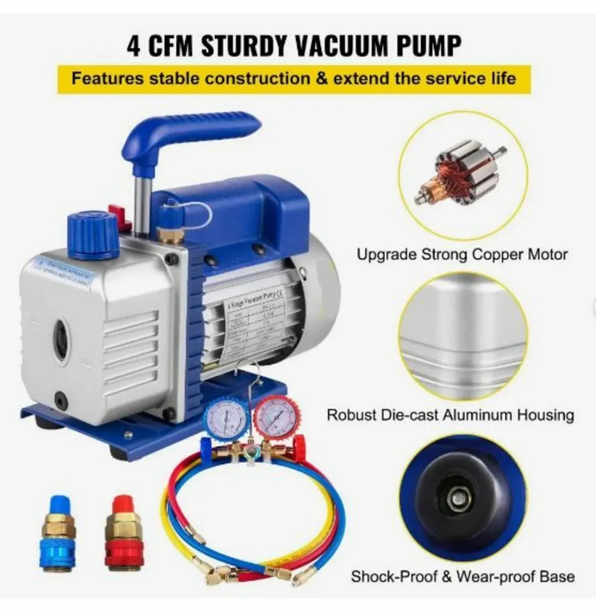 4CFM 1/3HP Vacuum Pump Ac Vacuum - Image 3