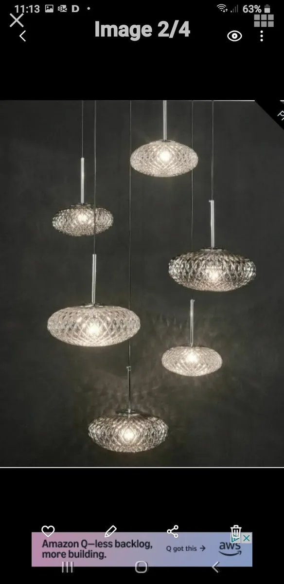 Bibiana chrome 6 pendant light fitting - Image 1