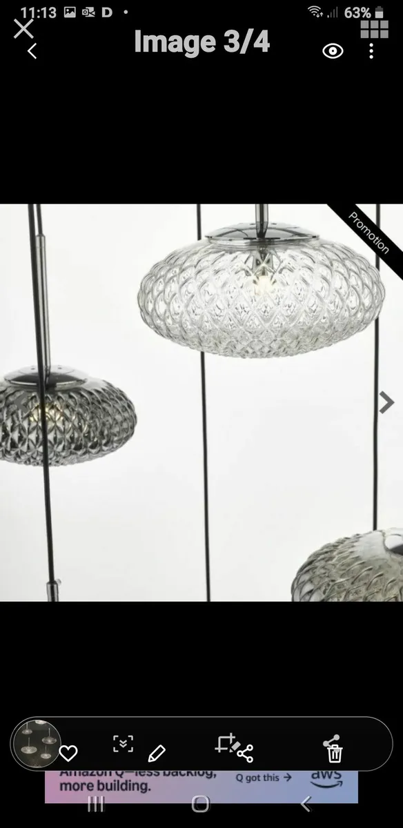 Bibiana chrome 6 pendant light fitting - Image 2