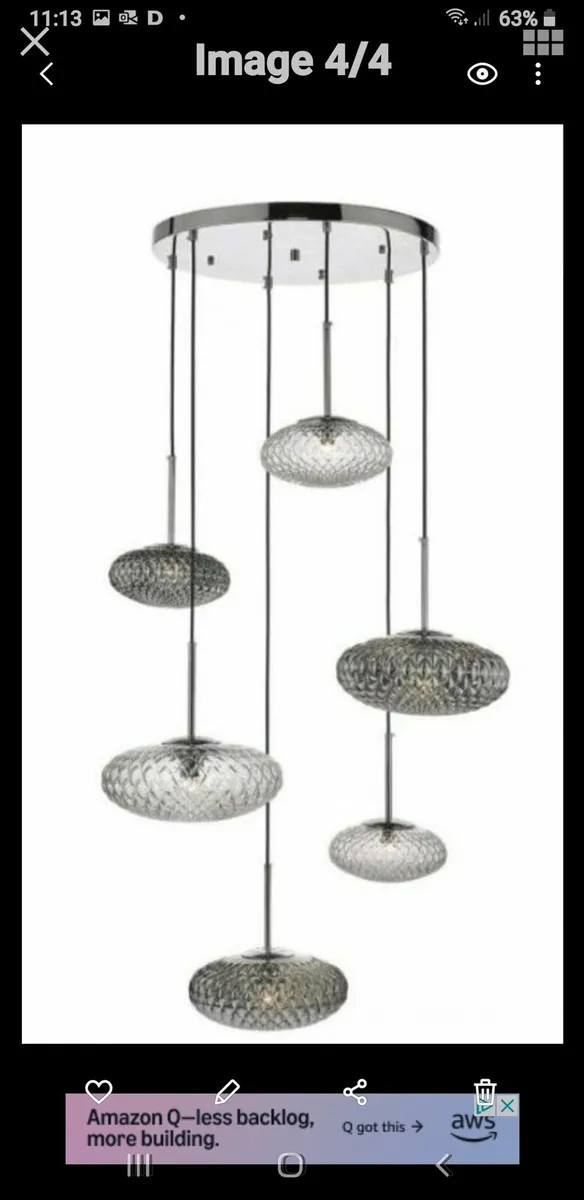 Bibiana chrome 6 pendant light fitting - Image 3