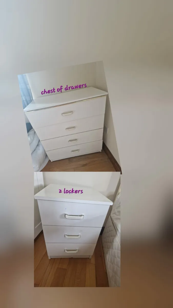 2 x bedside lockers 1 x chest of draws - Image 1