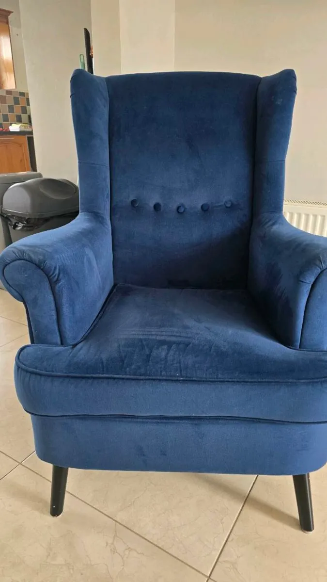 Blue Velvet Armchair - Image 2