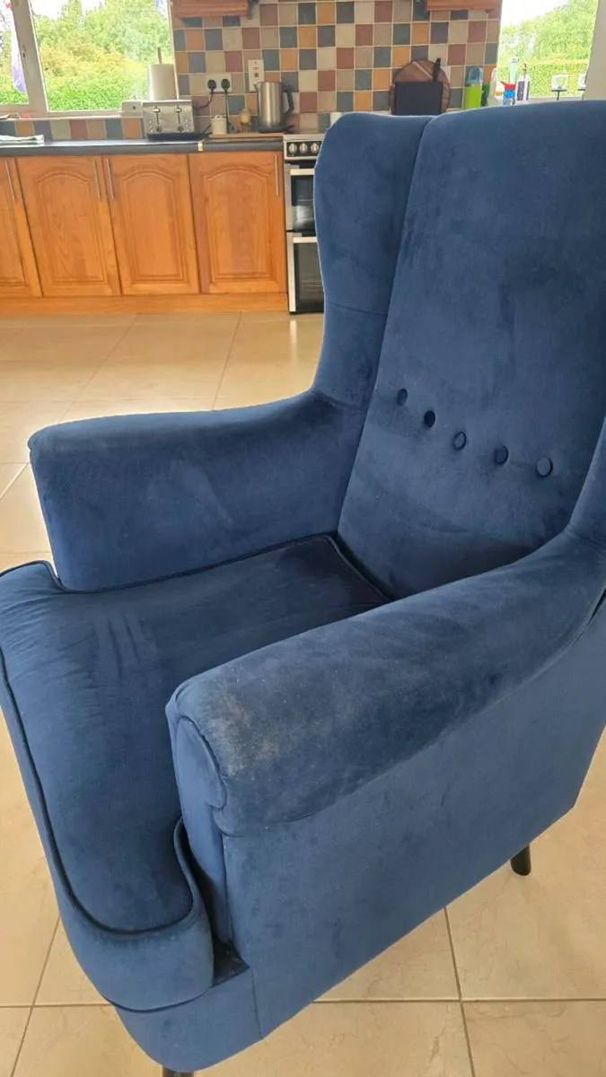 Blue Velvet Armchair - Image 3