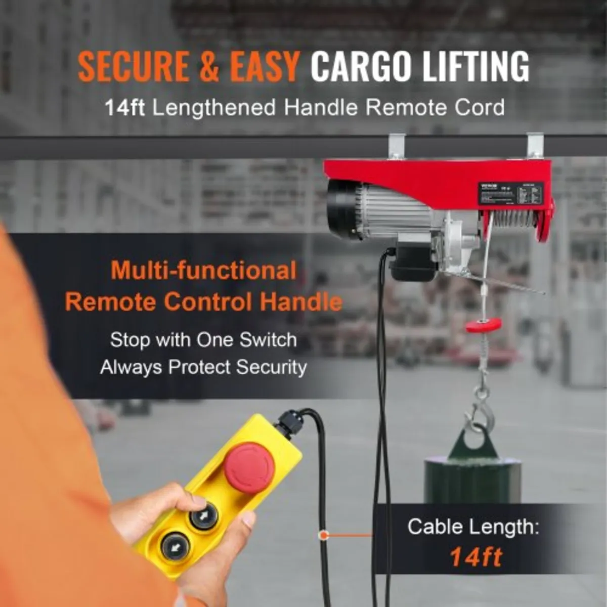Electric Hoist, 998 kg Lifting Capacity, 1600W 220 - Image 2