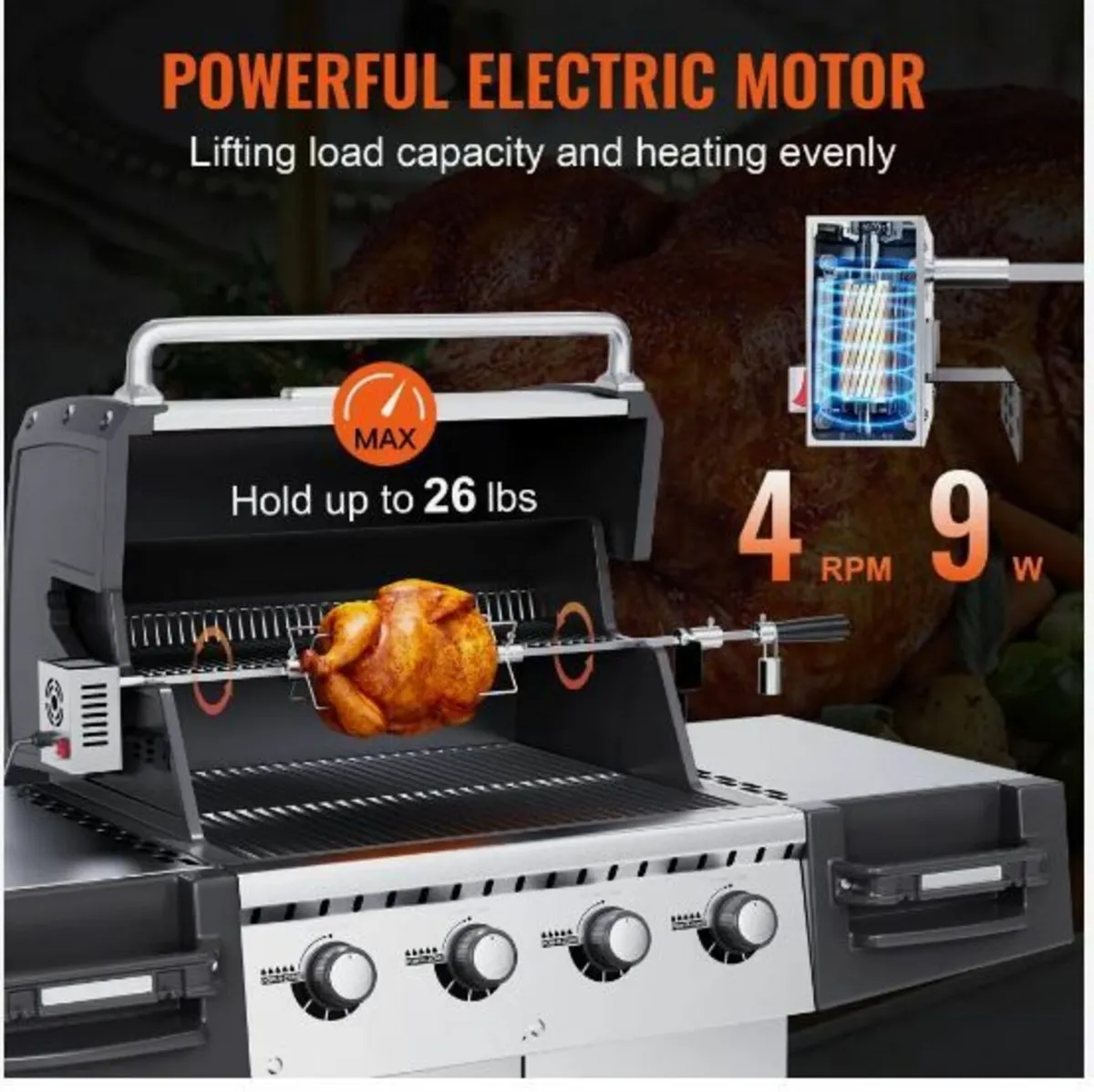 Universal Grill Rotisserie Kit BBQ Roaster - Image 4