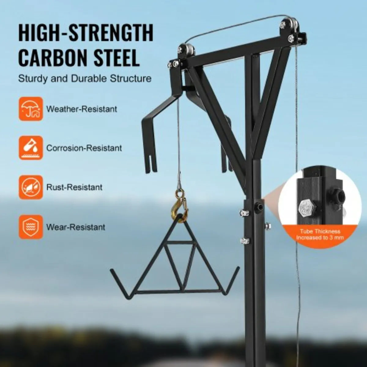 Hitch Mounted Deer Hoist Hitch Game Hoist 600lbs W - Image 2
