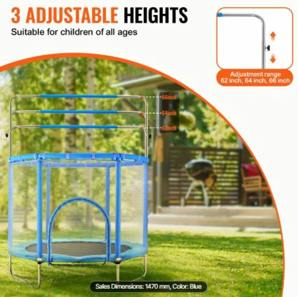55" Trampoline for Kids Mini Toddler Trampoline - Image 2