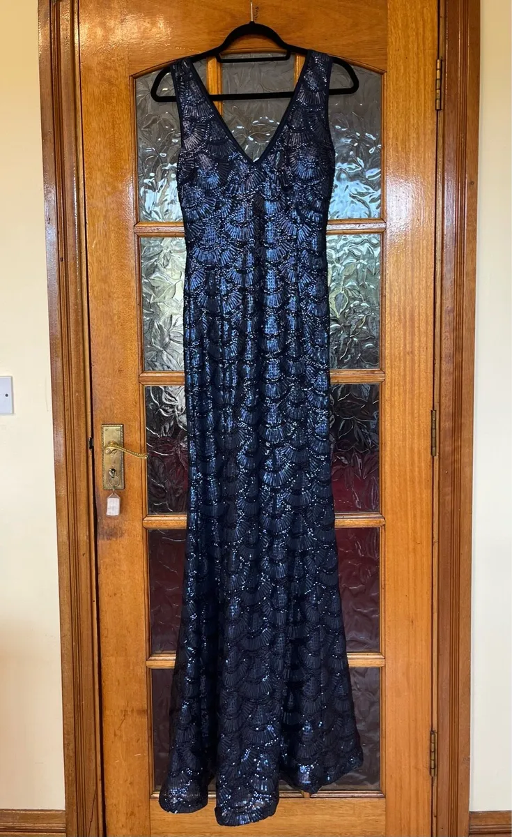 Quiz Navy Blue Sequin Debs Dress - Image 1