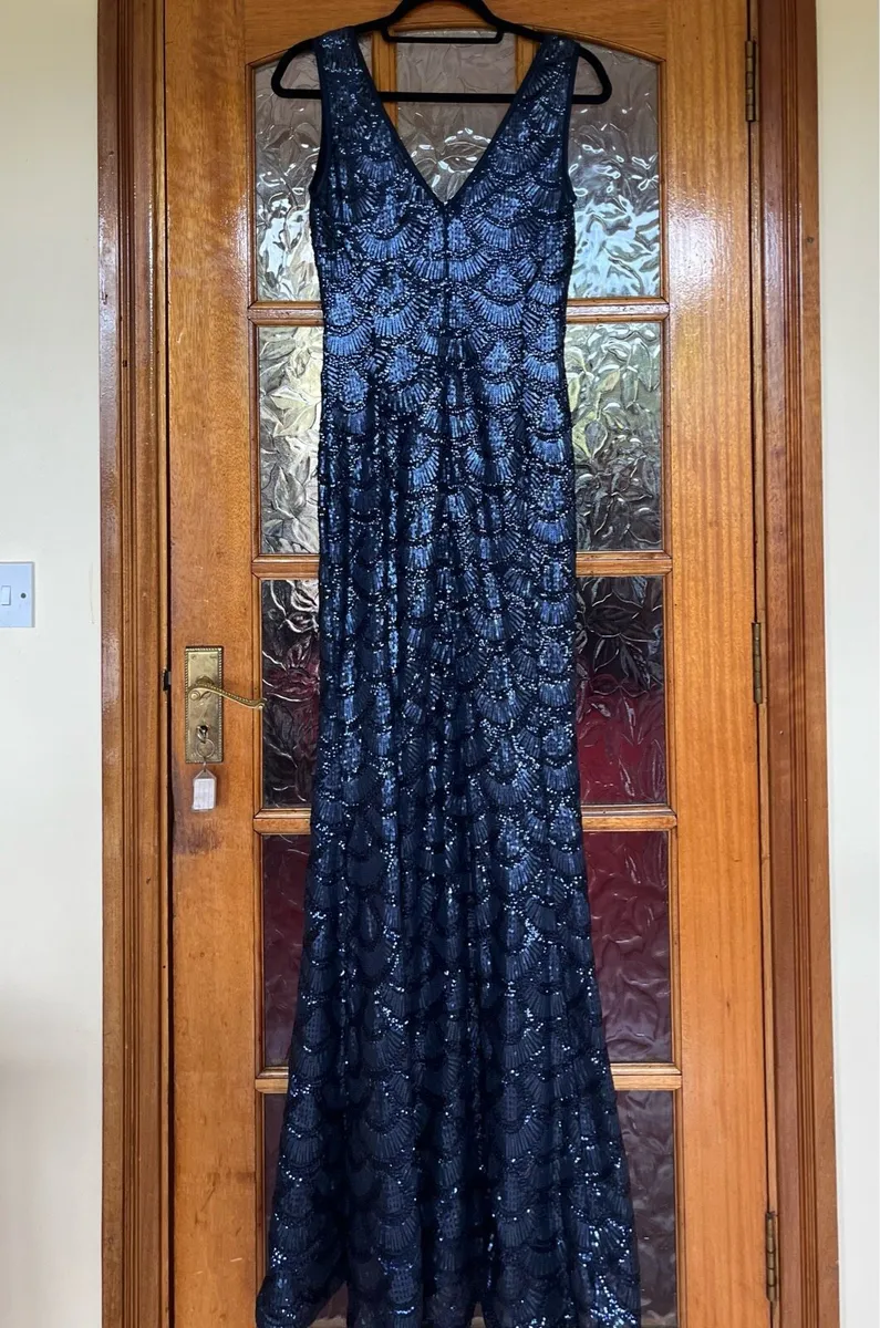 Quiz Navy Blue Sequin Debs Dress - Image 2