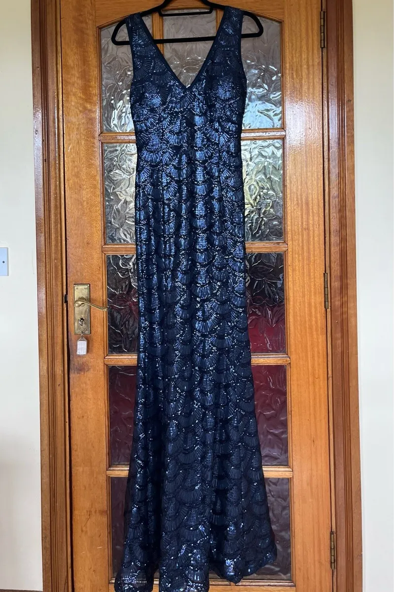 Quiz Navy Blue Sequin Debs Dress - Image 3