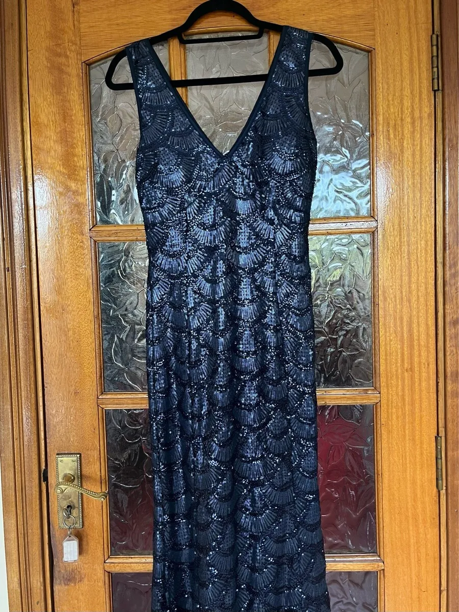 Quiz Navy Blue Sequin Debs Dress - Image 4