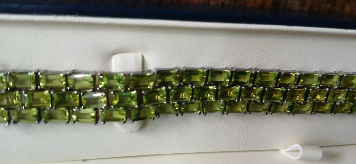 Vintage Sterling Silver Peridot Tennis Bracelet - Image 4