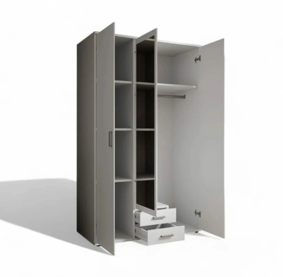 Karl 3-Door Wardrobe with Mirror & Drawers - Image 3