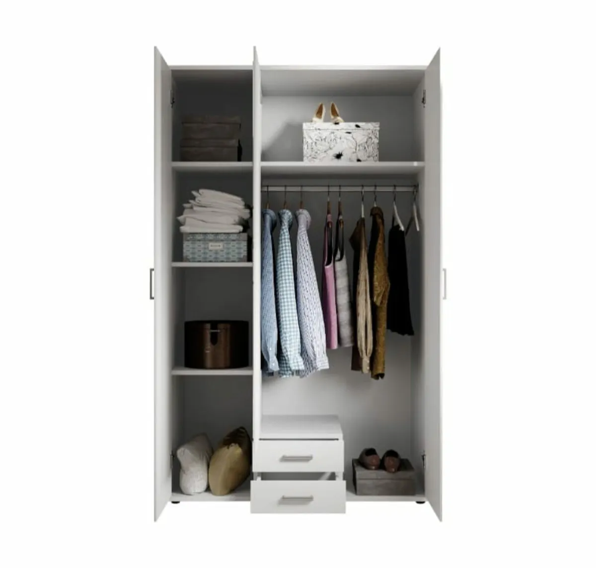 Karl 3-Door Wardrobe with Mirror & Drawers - Image 4