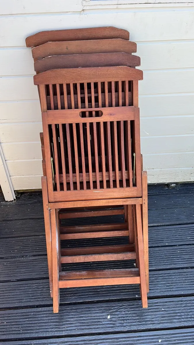 Outdoor wooden table and chairs - Image 1