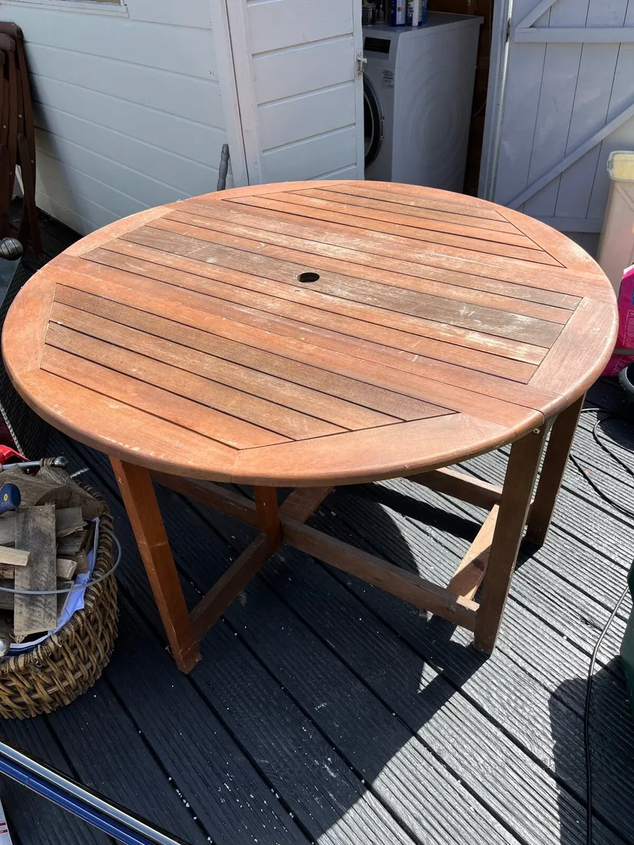 Outdoor wooden table and chairs - Image 3