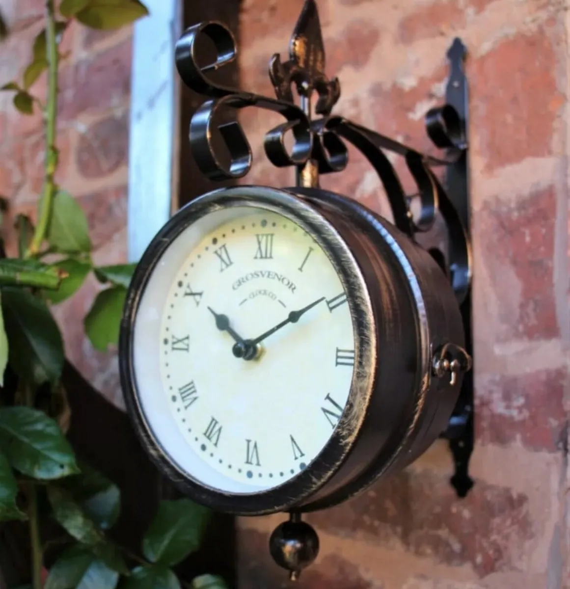 Outdoor Wall Clock Thermometer Double Sided Garden - Image 4