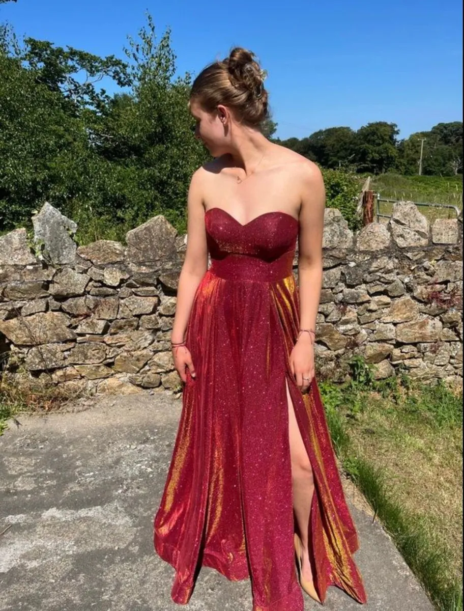 Gorgeous Burgundy Debs Dress (Size 10) - Image 2