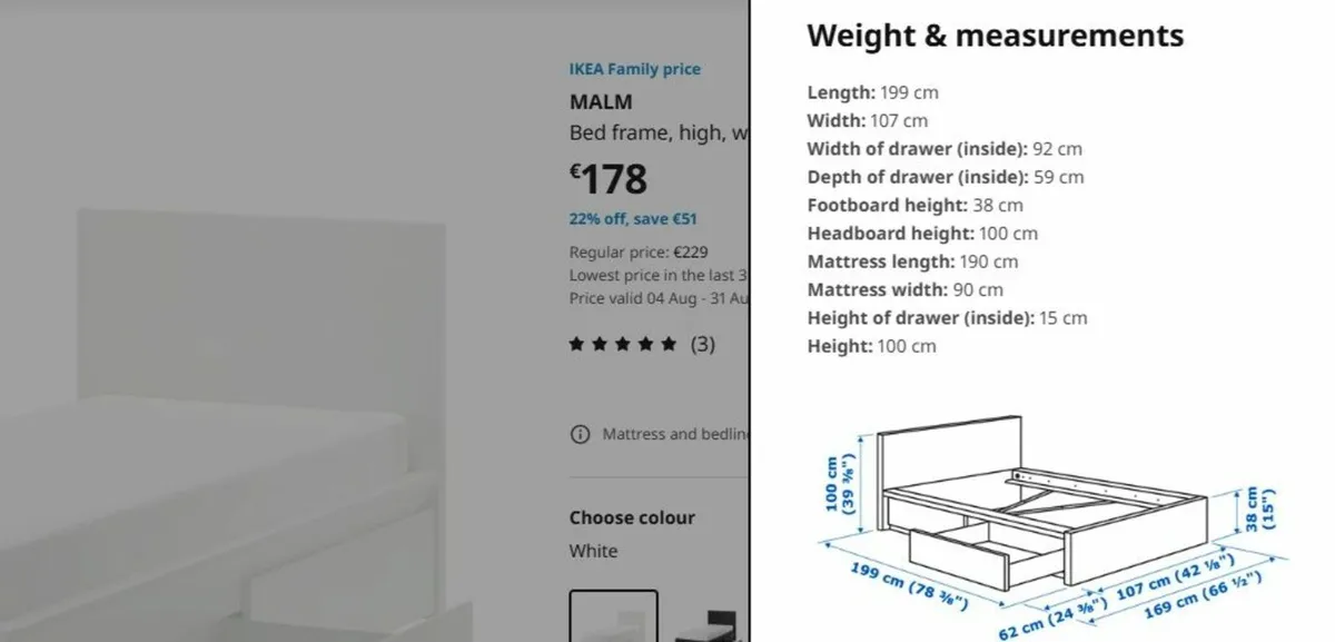 2 IKEA Single Bed frames with Storage - White - Image 2