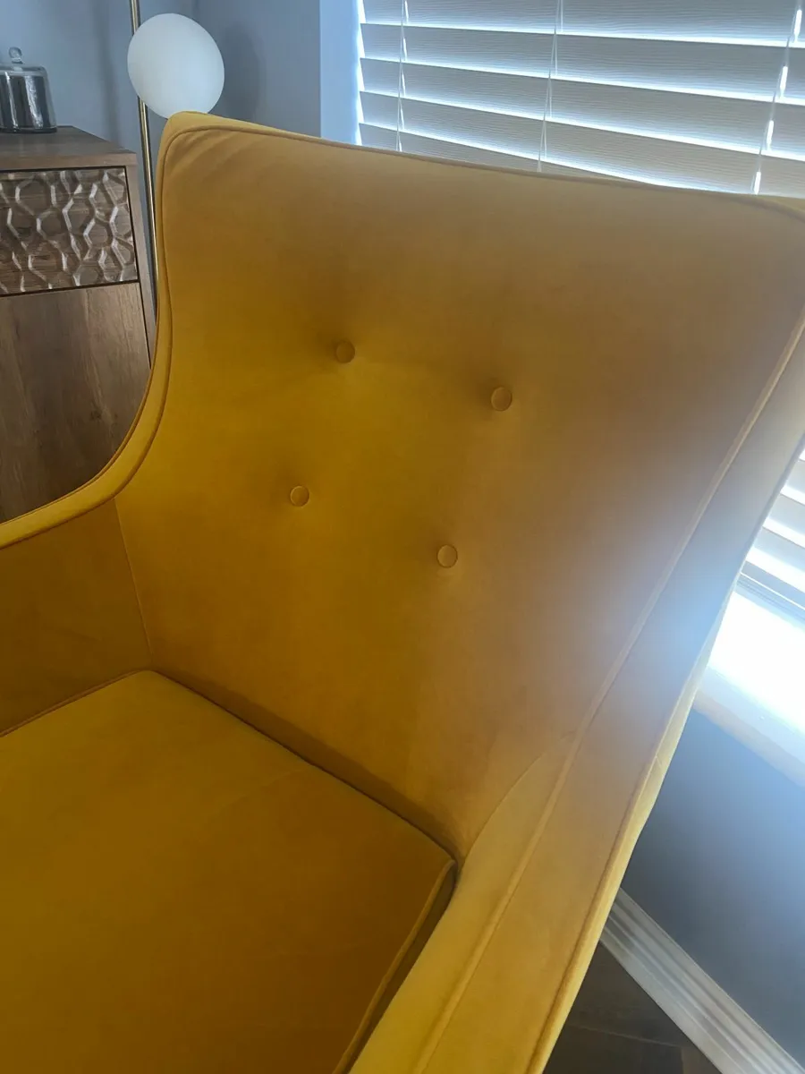 Yellow fabric armchair from EZ Living - Image 3