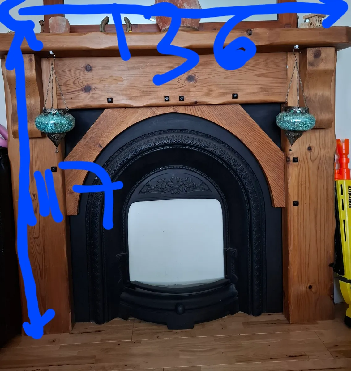 Mantelpiece with metal surround - Image 2