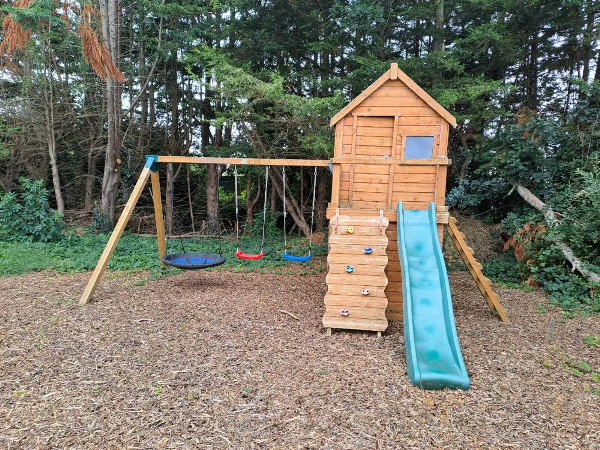 Double Playhouse with slide, climbing frame&swings - Image 1