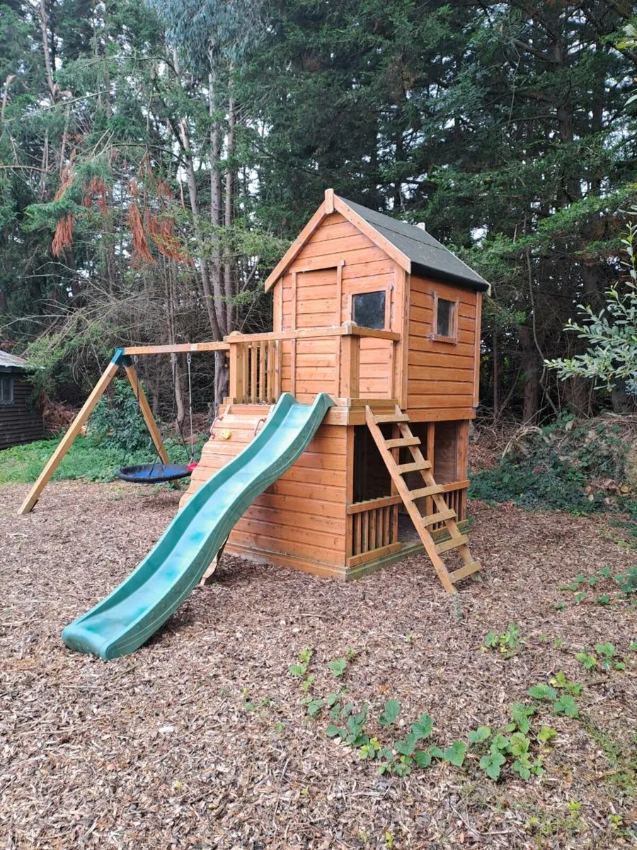 Double Playhouse with slide, climbing frame&swings - Image 2