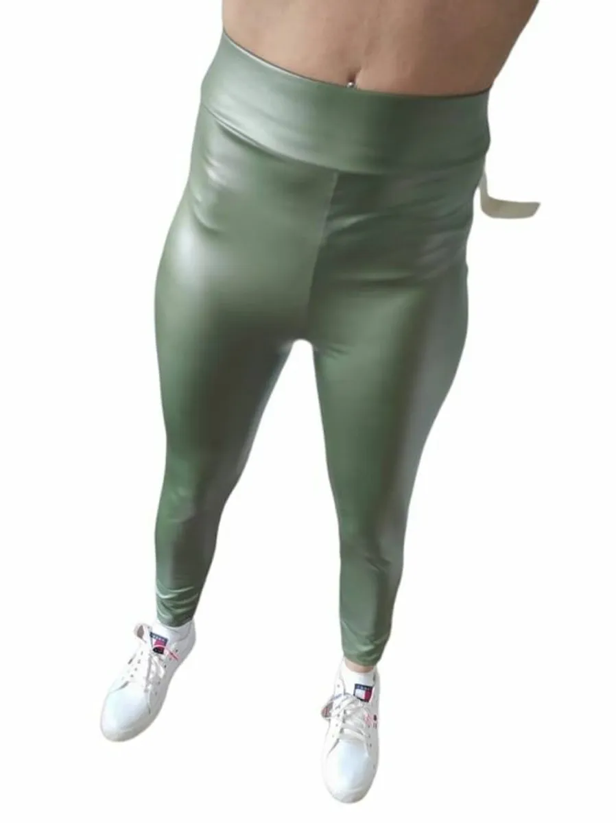 High Waist PU Leggings - Image 1