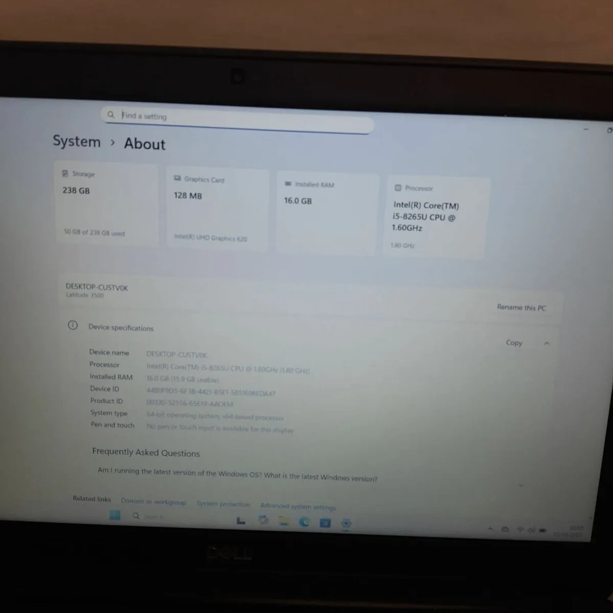 Dell Latitude 3500 Laptop | i5-8265U | 16GB RAM | - Image 3