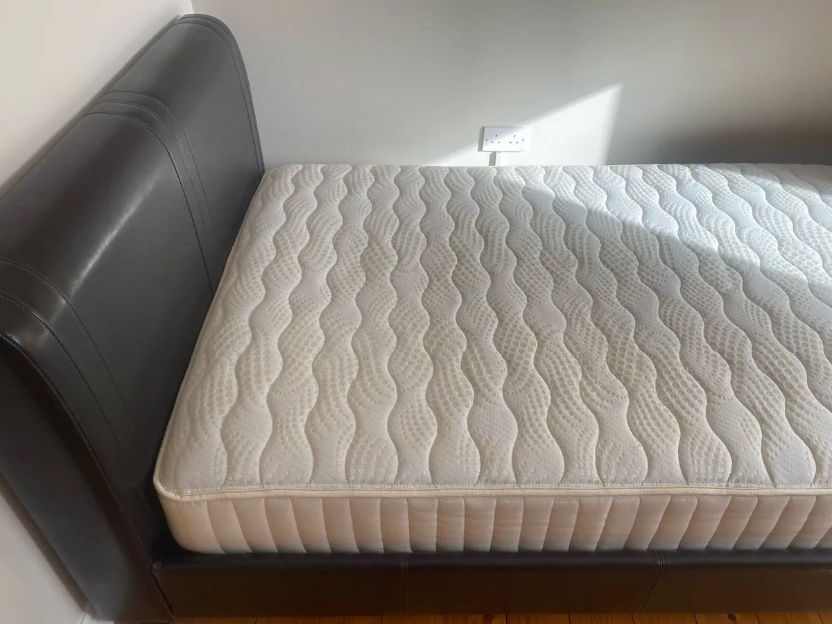 4ft leather bed frame and mattress - Image 1