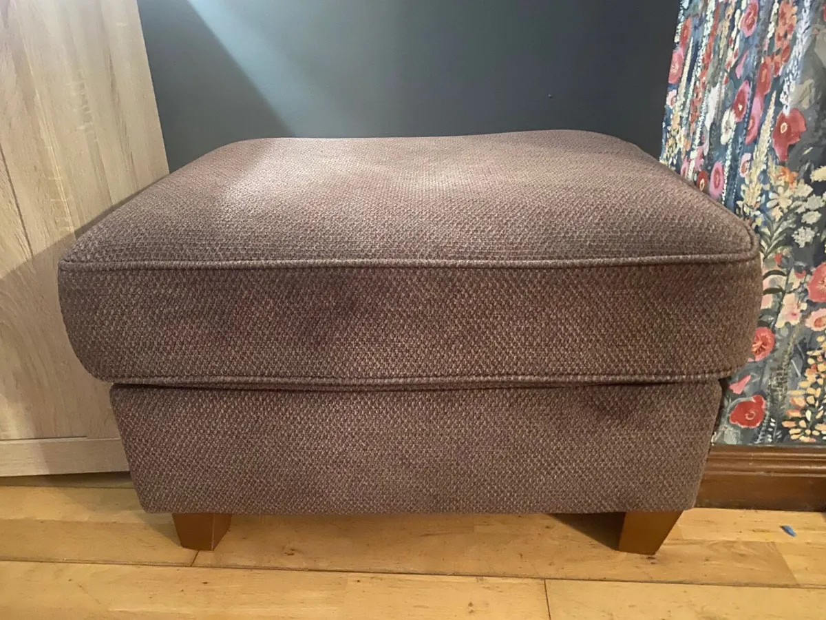 Brown chenille footstool