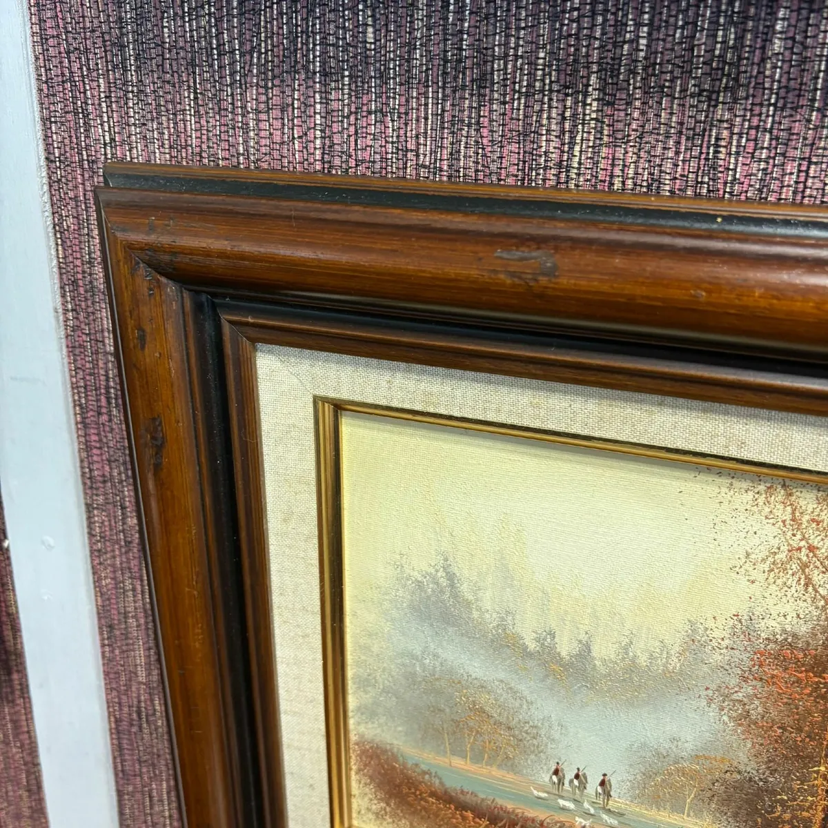 A. Robinson, hunting scene, oil on canvas in mahog - Image 4