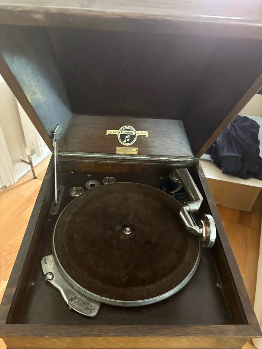 Columbia graphophone with over 50 records - Image 2