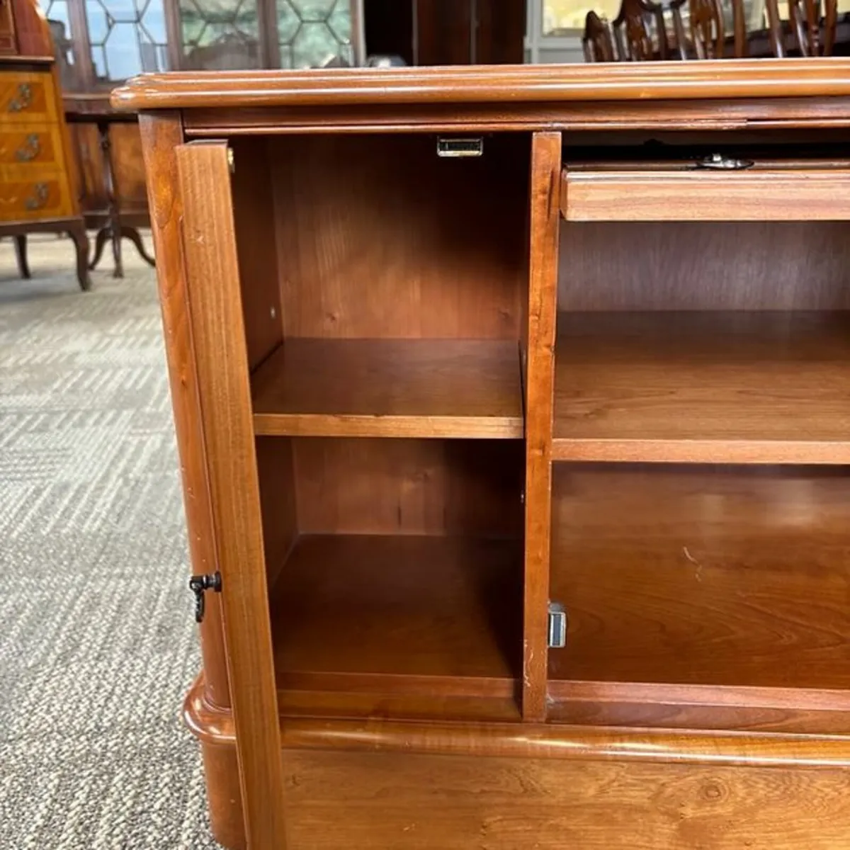 Charles Barr walnut shaped front TV unit - Image 3
