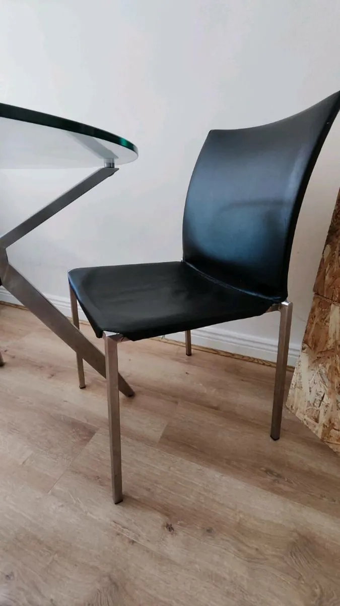 Round Tempered Glass Dining Table with 4 Chairs - Image 3