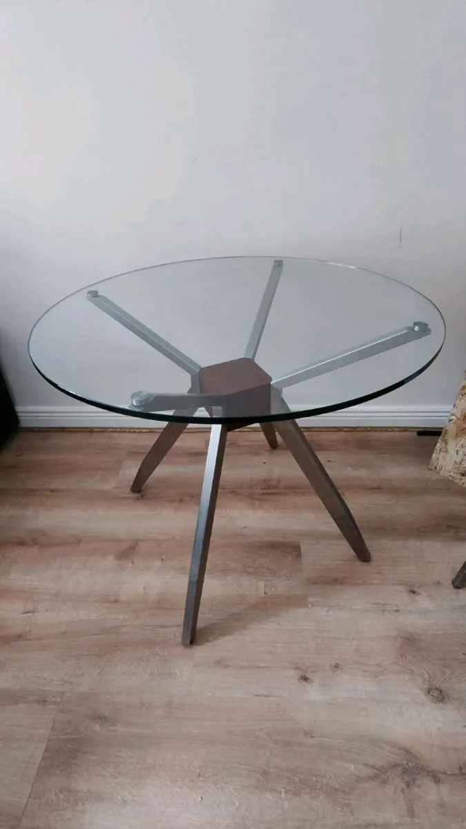 Round Tempered Glass Dining Table with 4 Chairs - Image 4