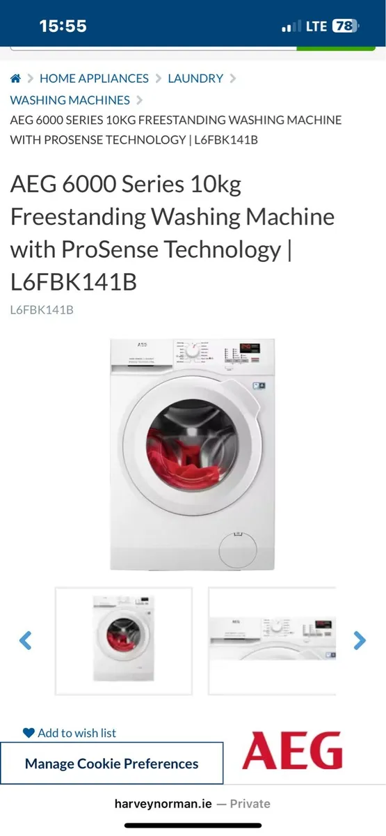 AEG 10kg washing machine - Image 4