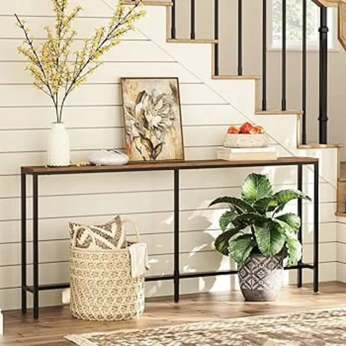 Console Table, 180 CM Narrow Long Sofa Table, Entr - Image 2