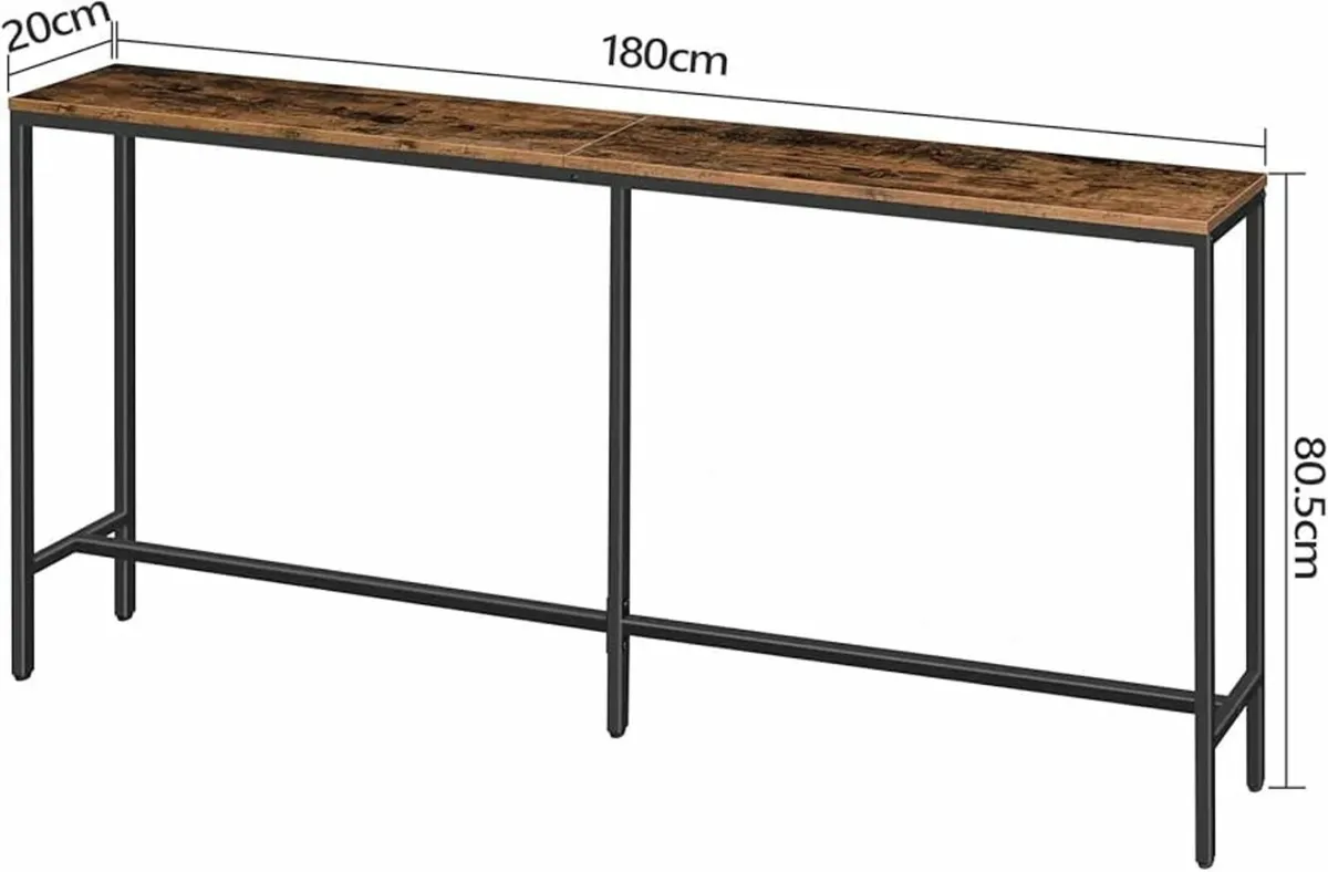 Console Table, 180 CM Narrow Long Sofa Table, Entr - Image 4