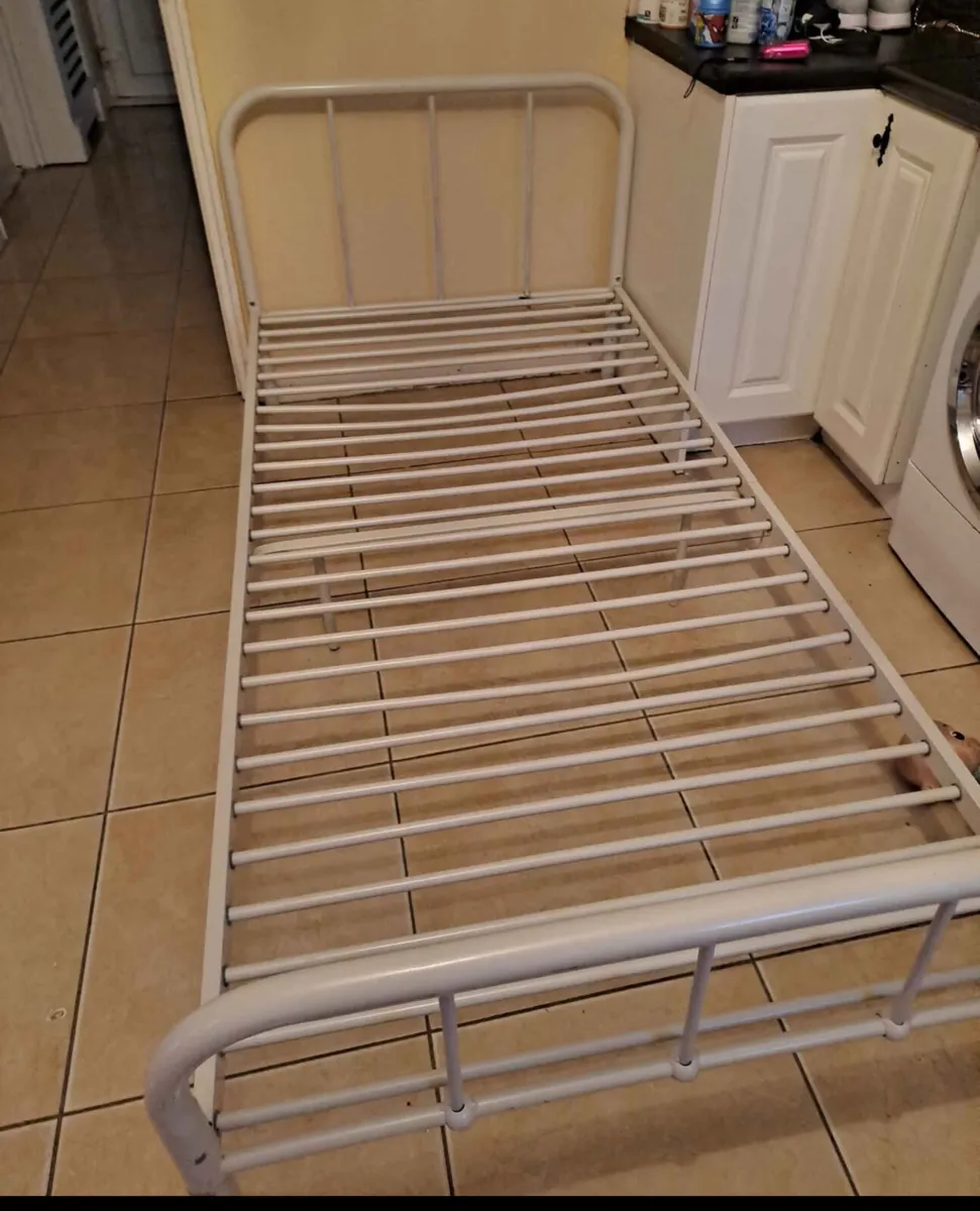 Lovely White Single Metal Bed Frame - Can Deliver