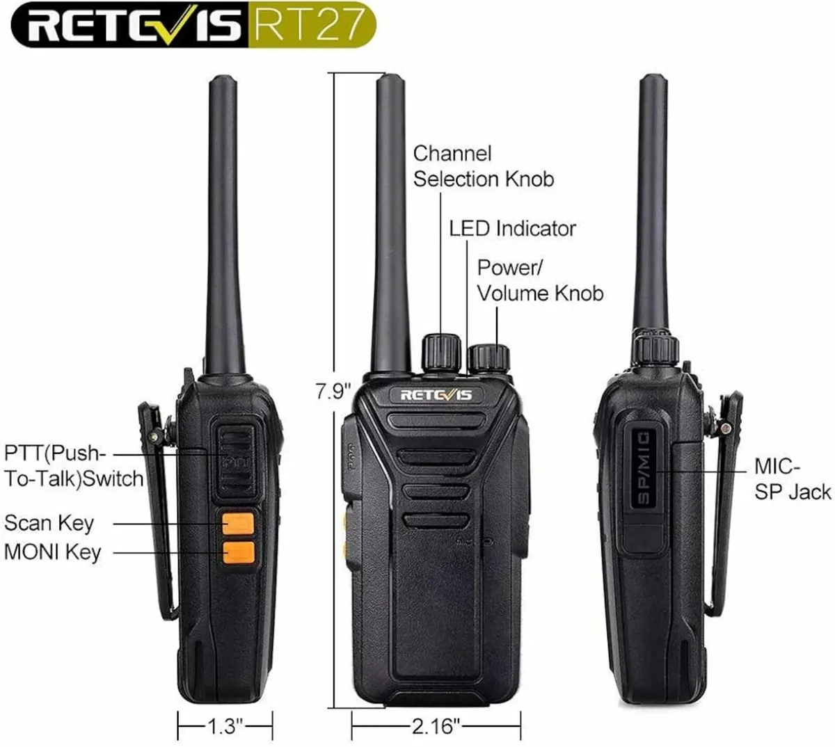 RT27 Walkie Talkies, Long Range Walkie Talkies for - Image 3