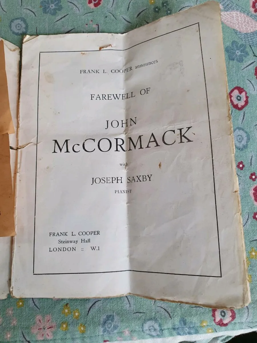 John mccormack farewell recital programme 1938 - Image 4