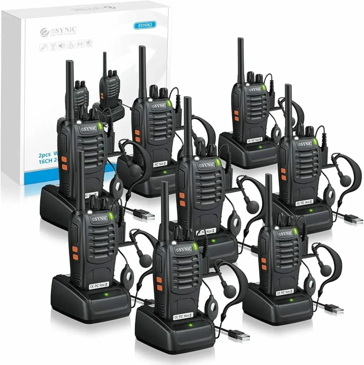 8Pack Professional Walkie Talkies for Adults Recha - Image 1