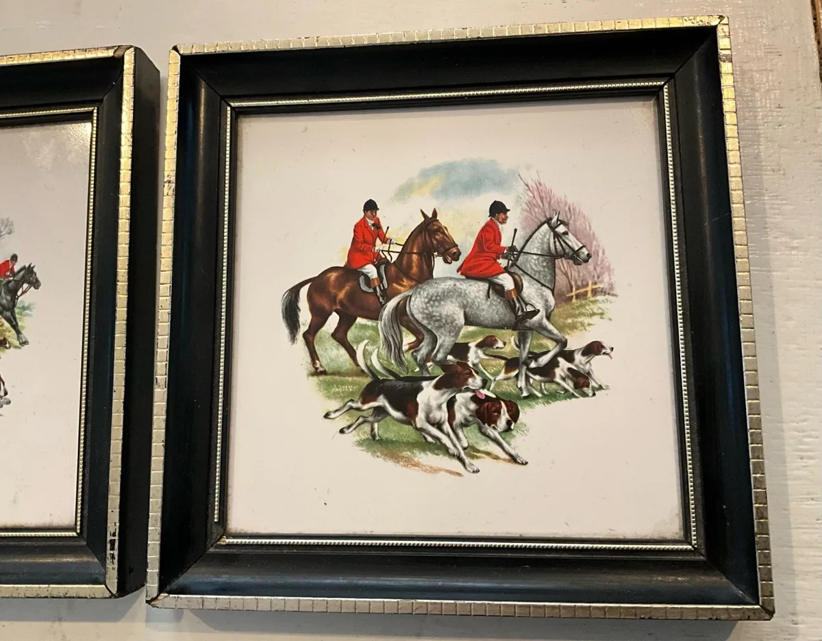 Fox Hunting Scene. Framed Ceramic Tiles - Image 2