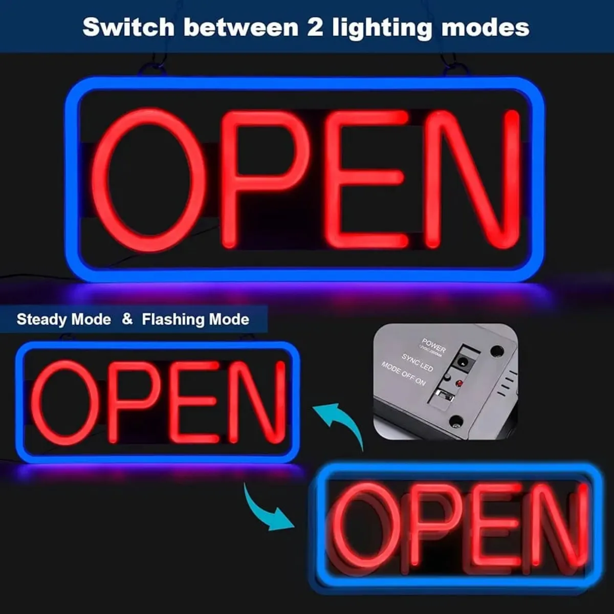 LED Open Sign,54.6cmx24.1cm Ultra Brighter Neon Op - Image 4