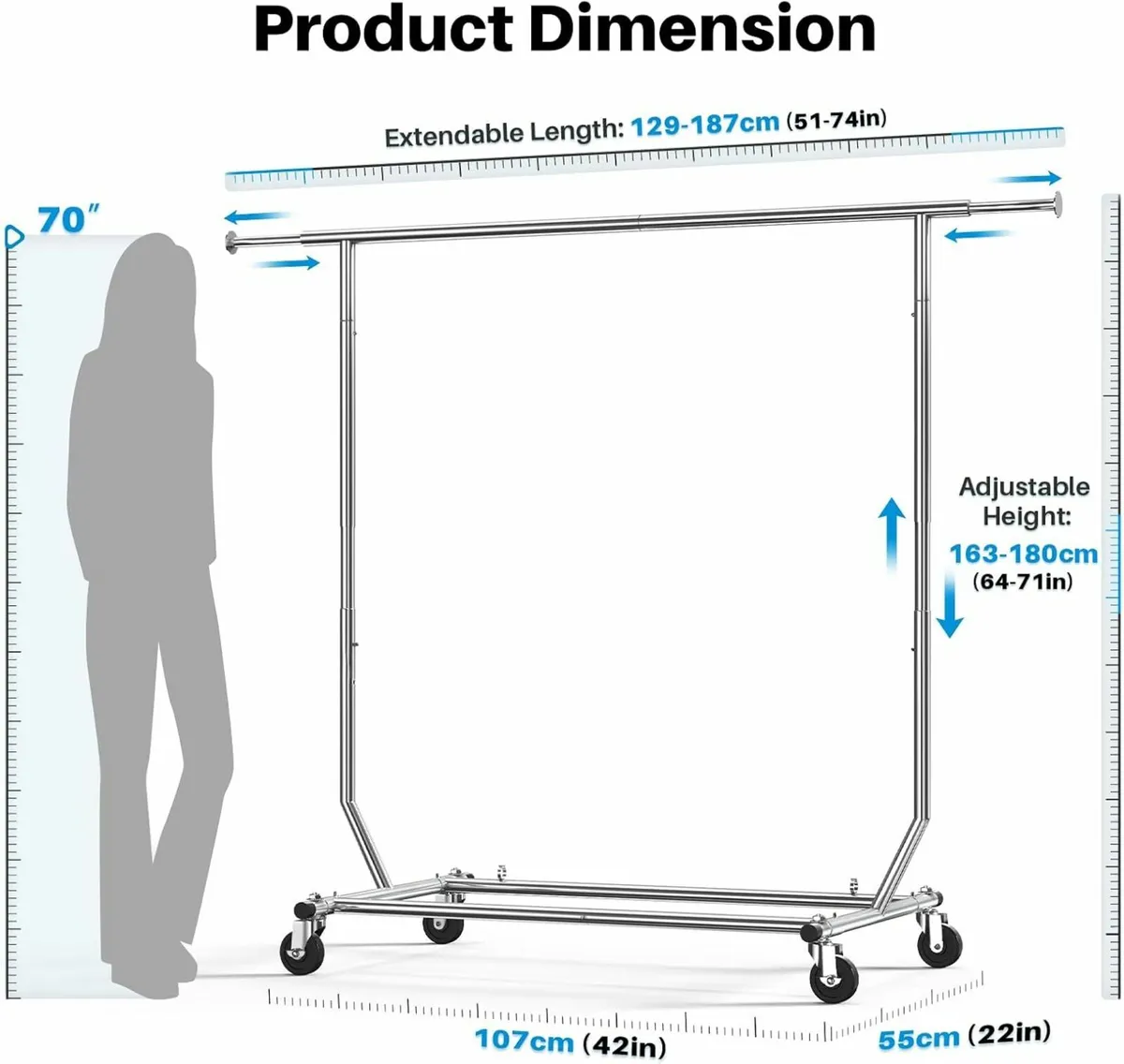 Heavy Duty Clothes Rail 136kg Commercial Use - Image 4